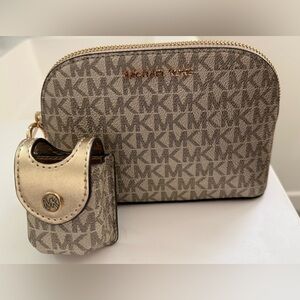 Michael Kors Gold Jet Set Signature Logo Travel Bag